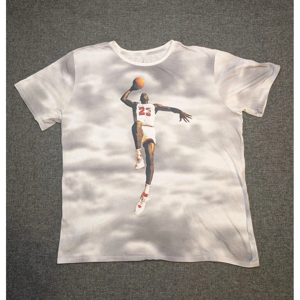 Air Jordan T Shirt White All Over Print XL Jumpman Playground Cotton Smokey Tee
